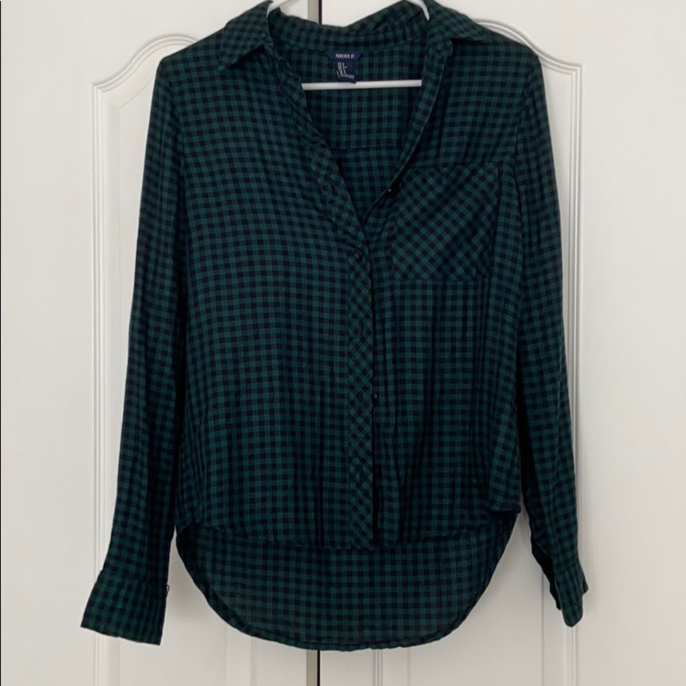 plaid button down
